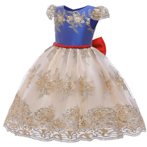Three dimensional embroidered evening dress