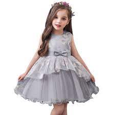 Baby girl's Grey party dress -L1876XZ