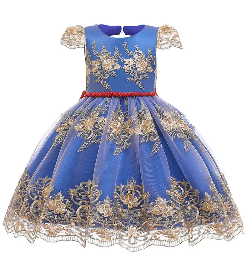 Three dimensional embroidered evening dress