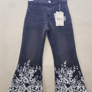 Charcoal Grey Floral Flared Jeans (Dior Brand)