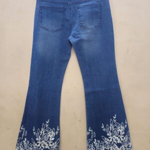 Indigo Blue Floral Flared Jeans (Dior Brand)