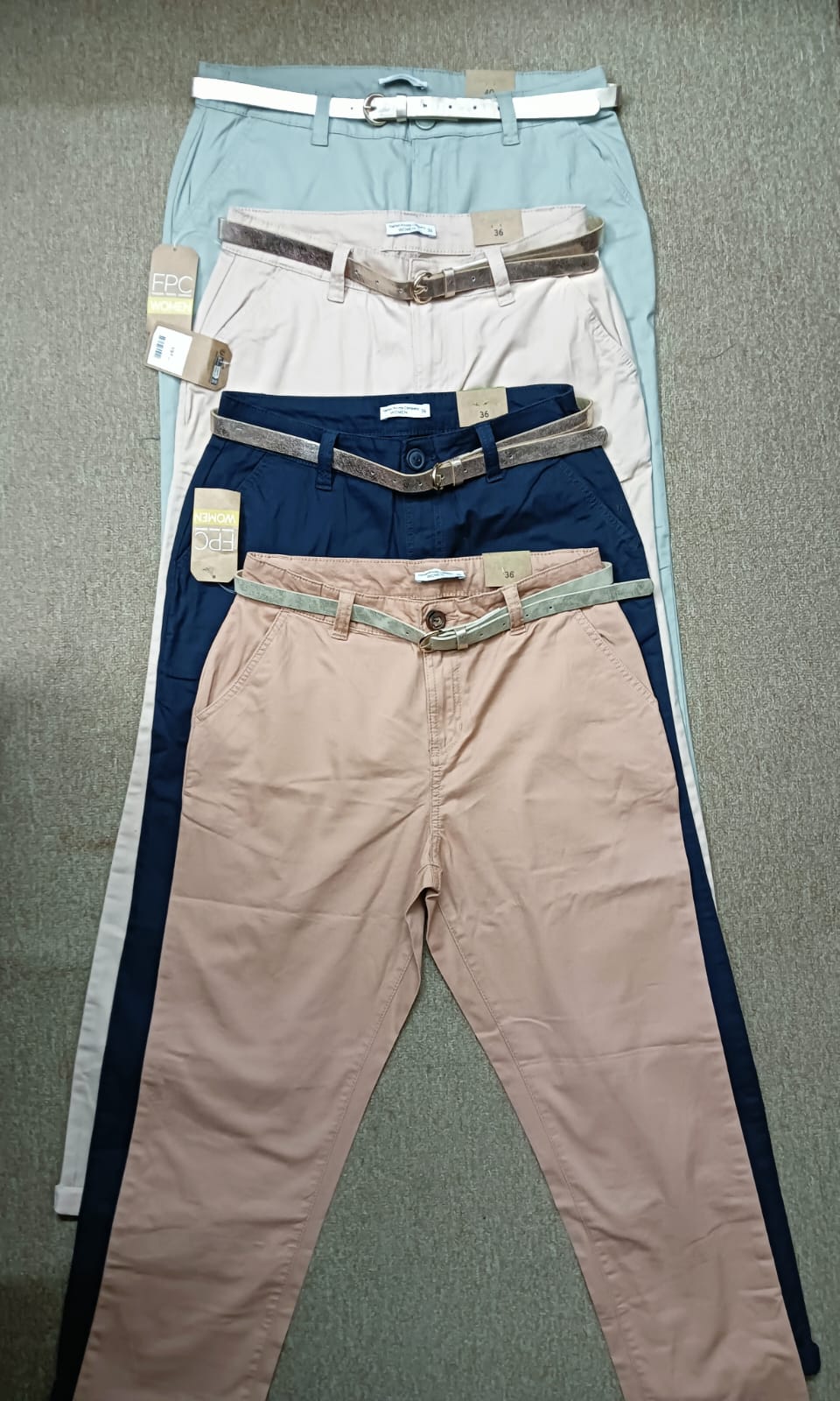 Ladies Twilt Chino Slim- Cream Color - Image 2